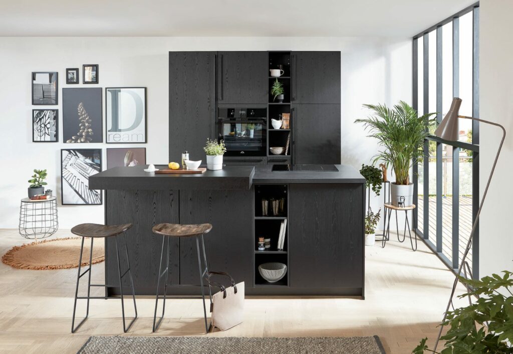 Nobilia Dark Compact Handleless Kitchen With Island 2021 | Lead Wolf, Gotham