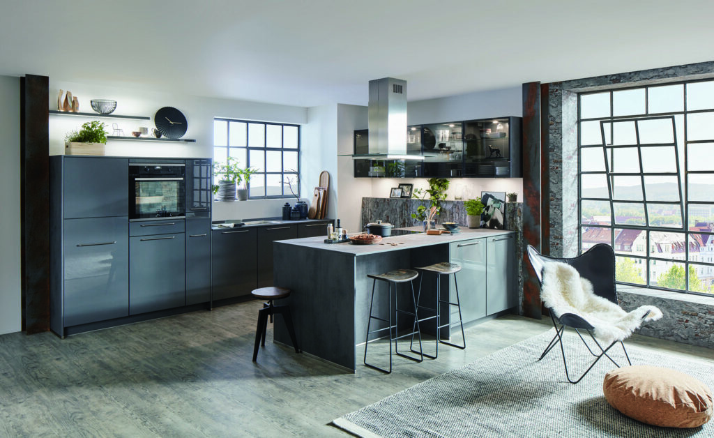 Nobilia Grey Gloss Modern U Shaped Kitchen 2021 | Lead Wolf, Gotham