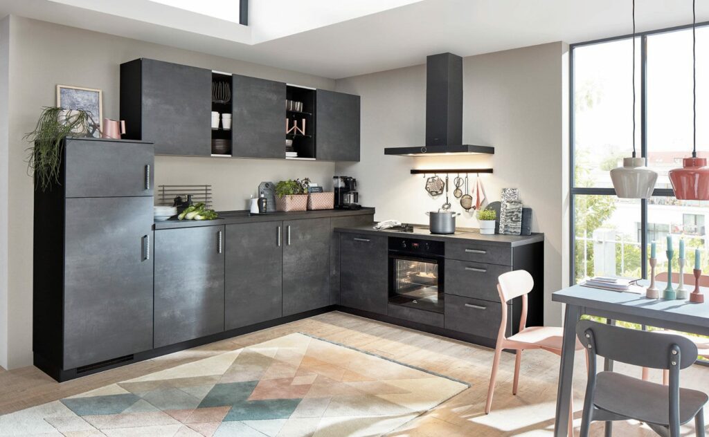 Nobilia Grey Modern L Shaped Kitchen 2021 | Lead Wolf, Gotham