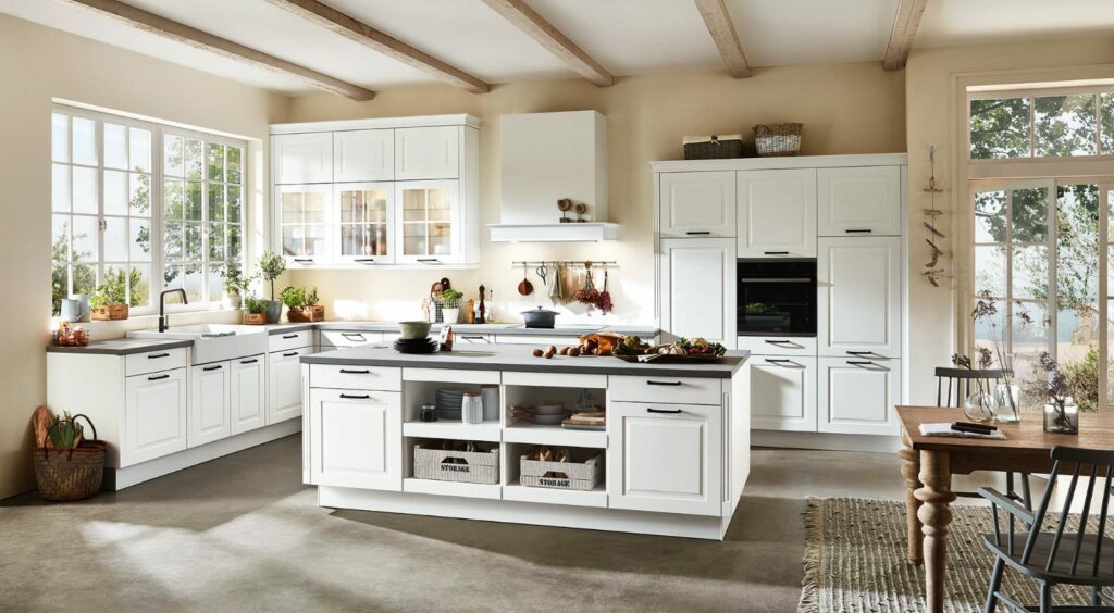 Nobilia Matt White Open Plan Shaker Kitchen With Island 2021 1 | Lead Wolf, Gotham