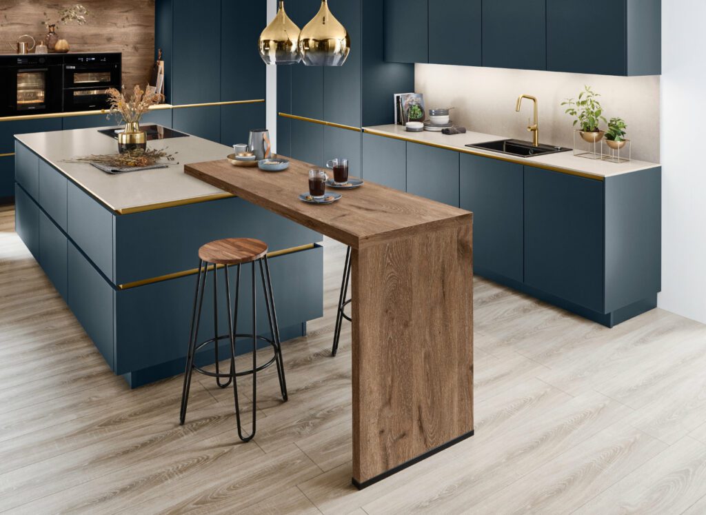 Nobilia Teal Matt Handleless Kitchen With Island 2 | Lead Wolf, Gotham