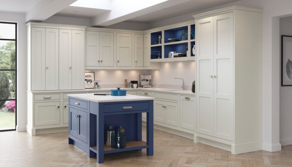 Mereway White Shaker L Shaped Kitchen With Island | Lead Wolf, Gotham