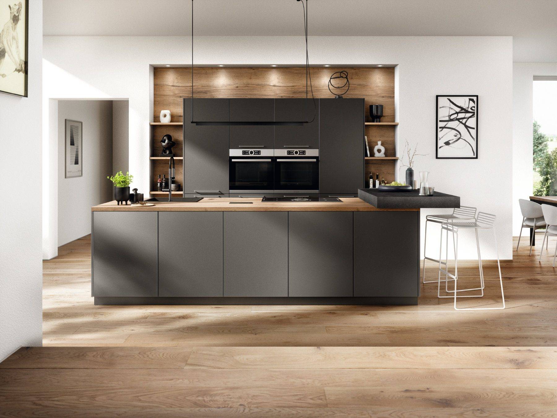 Nobilia Charcoal Matt Handleless Kitchen 2 | Lead Wolf, Gotham