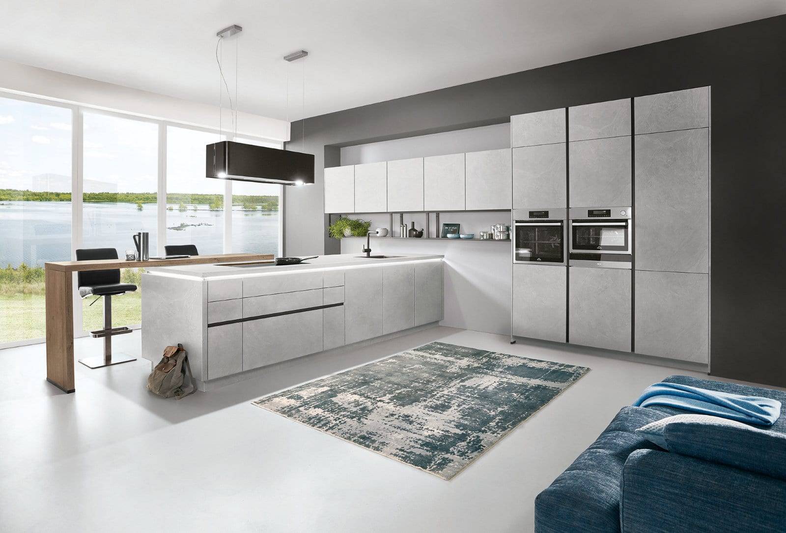 Nobilia Grey Stone Handleless Open Plan Kitchen 2021 3 | Lead Wolf, Gotham