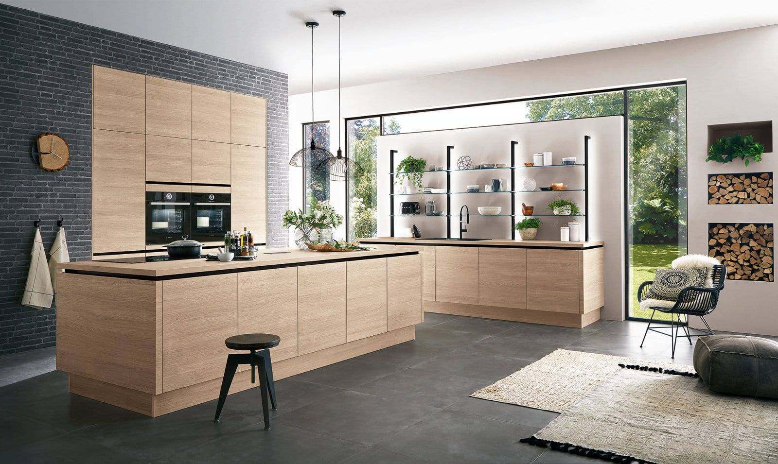 Nobilia Modern Handleless Wood Open Plan Kitchen With Island 2021 1 | Lead Wolf, Gotham