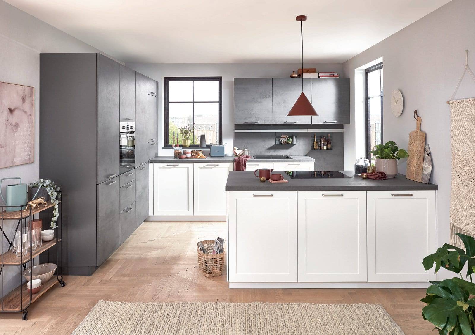 Nobilia Matt White Concrete Compact Shaker Kitchen 2021 | Lead Wolf, Gotham